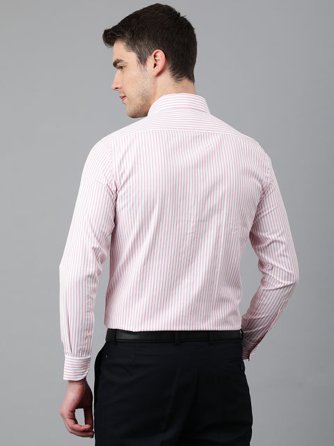 Men Pink Regular Fit Striped Formal Shirt