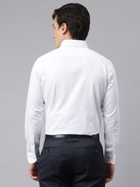 Men White Standard Fit Solid Club Wear Shirt