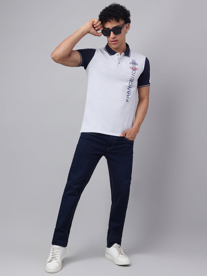 Men Ecru Regular Fit Polo Neck t-shirt