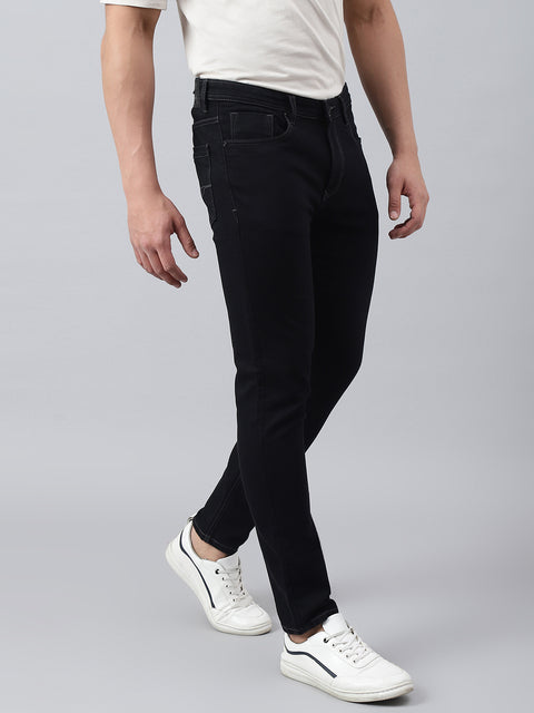 Men Black Slim Fit Mid Rise Clean Look Strechable Jeans