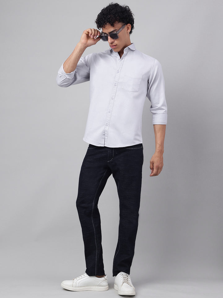 Men Steel Grey Casual Shirt Sleek Style Everyday Comfort