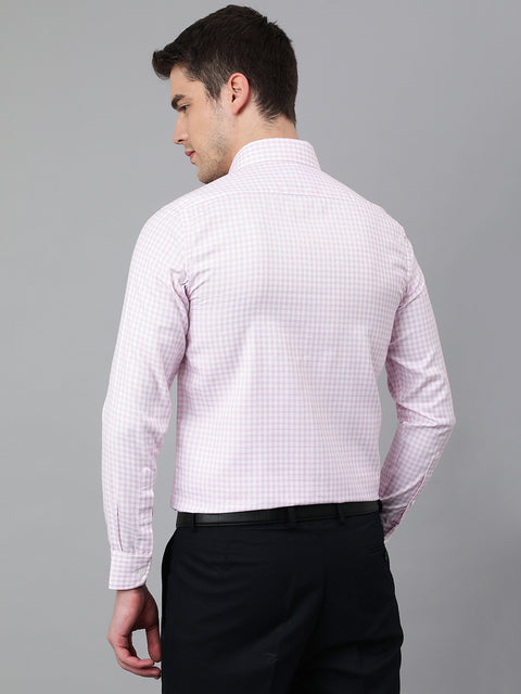 Men Pink Regular Fit Checkered Formal Shirt