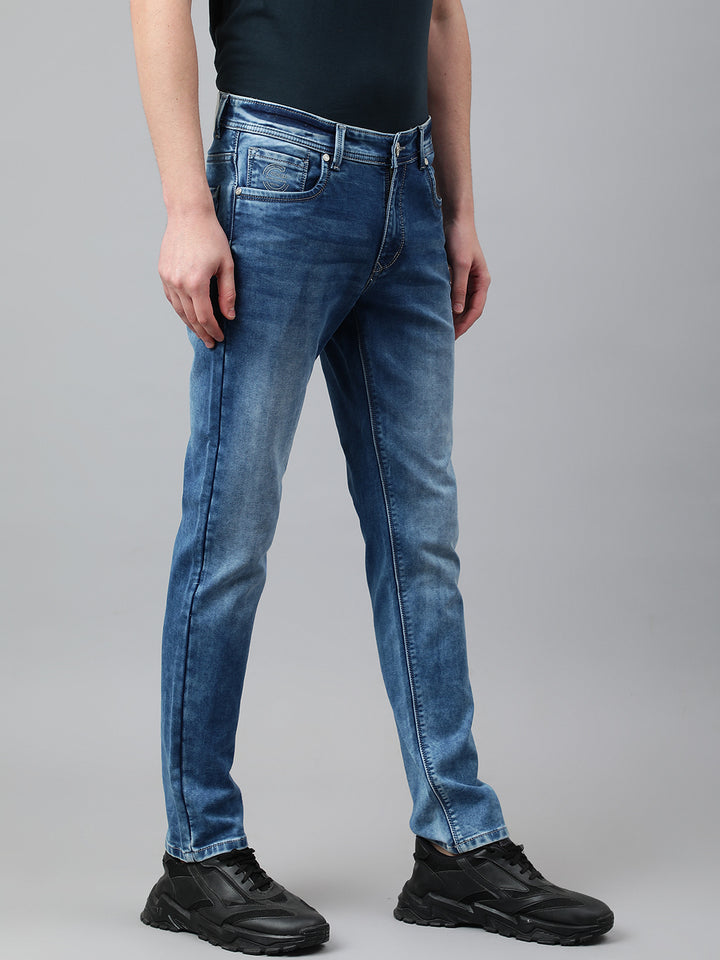 Men Indigo Slim Fit Mid Rise Clean Look Stretchable Jeans