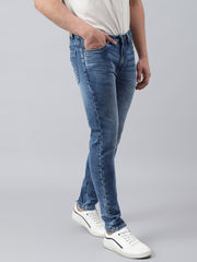 Men Mid Blue Slim Fit Mid Rise Clean Look Strechable Jeans