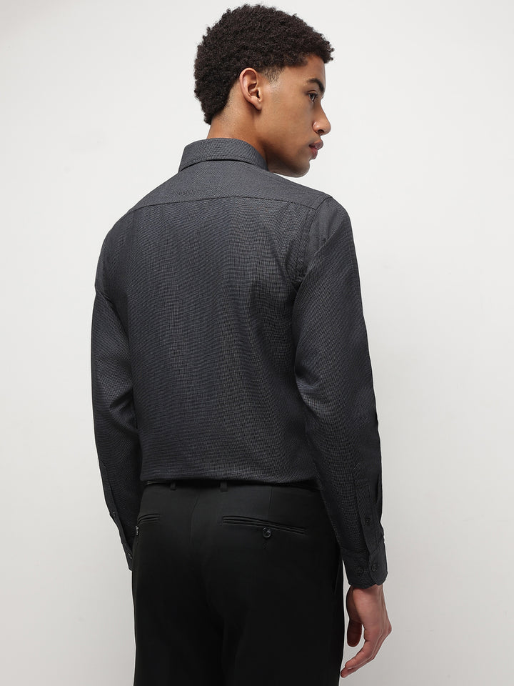 Men Dark Grey Full Sleeve Formal Shirt