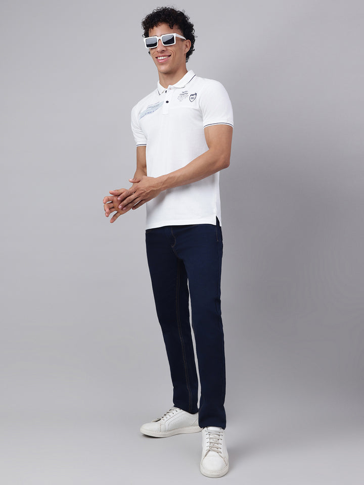 Men Off White Regular Fit Polo Neck t-shirt