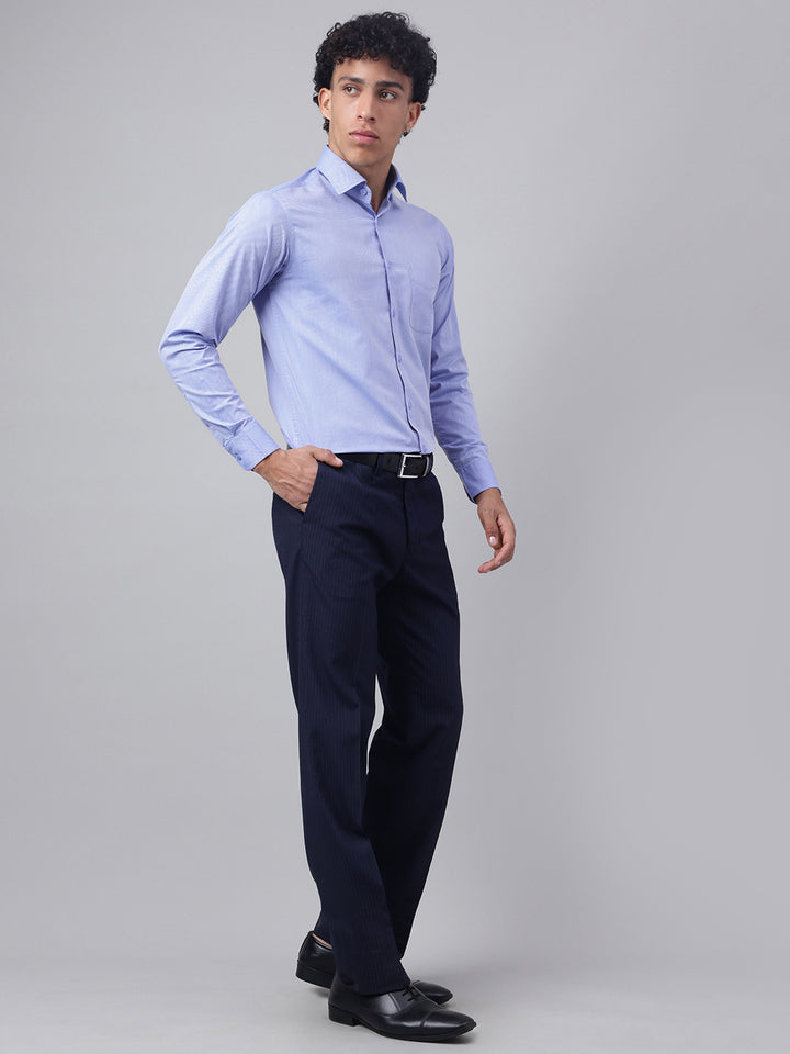 Men Blue Regular Fit Solid Formal Shirt