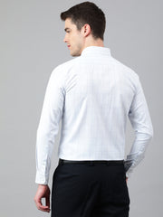 Men Sky Regular Fit Checkered Formal Shirt