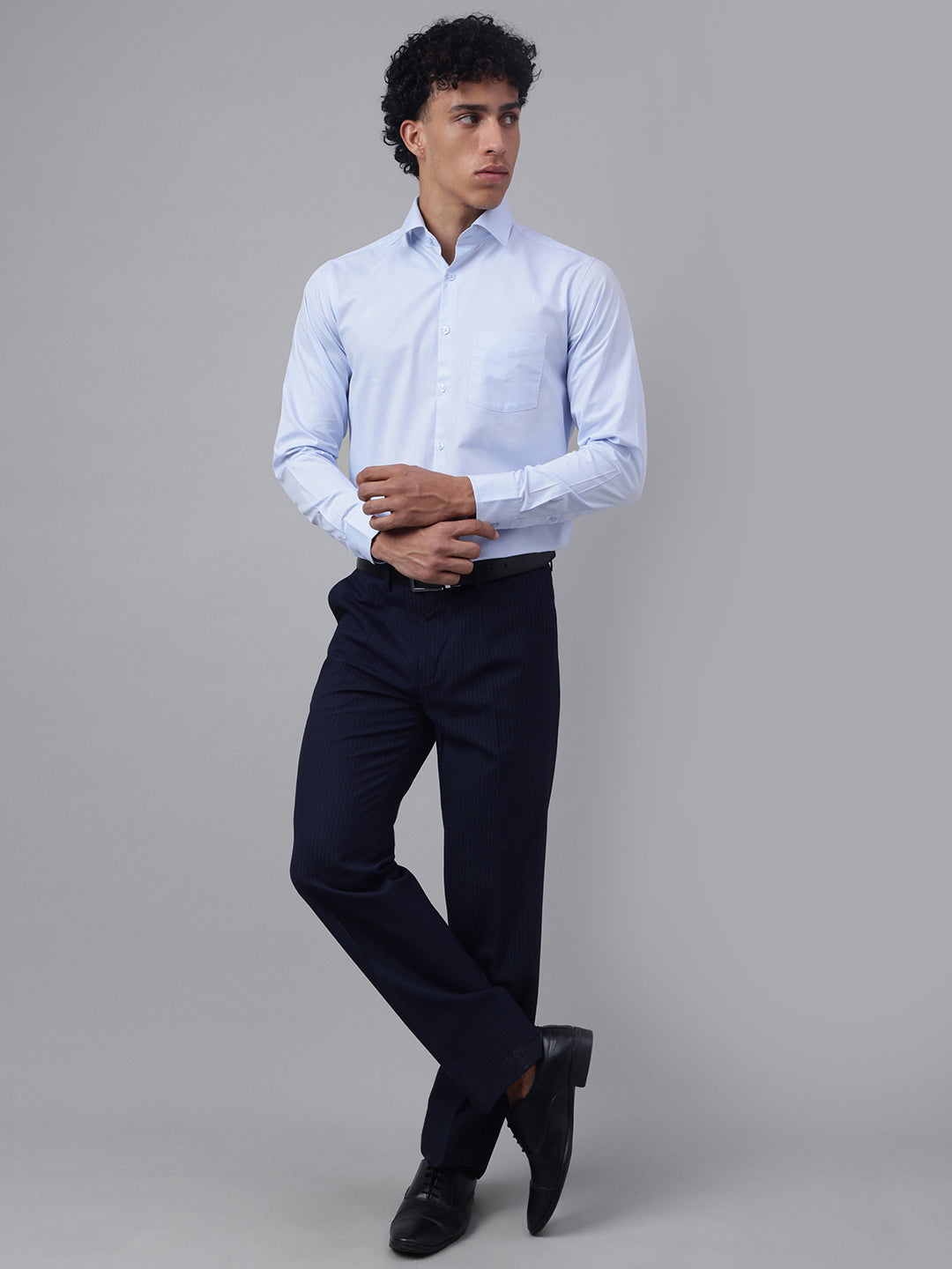 Men Sky Blue Full Sleeve Formal Shirt