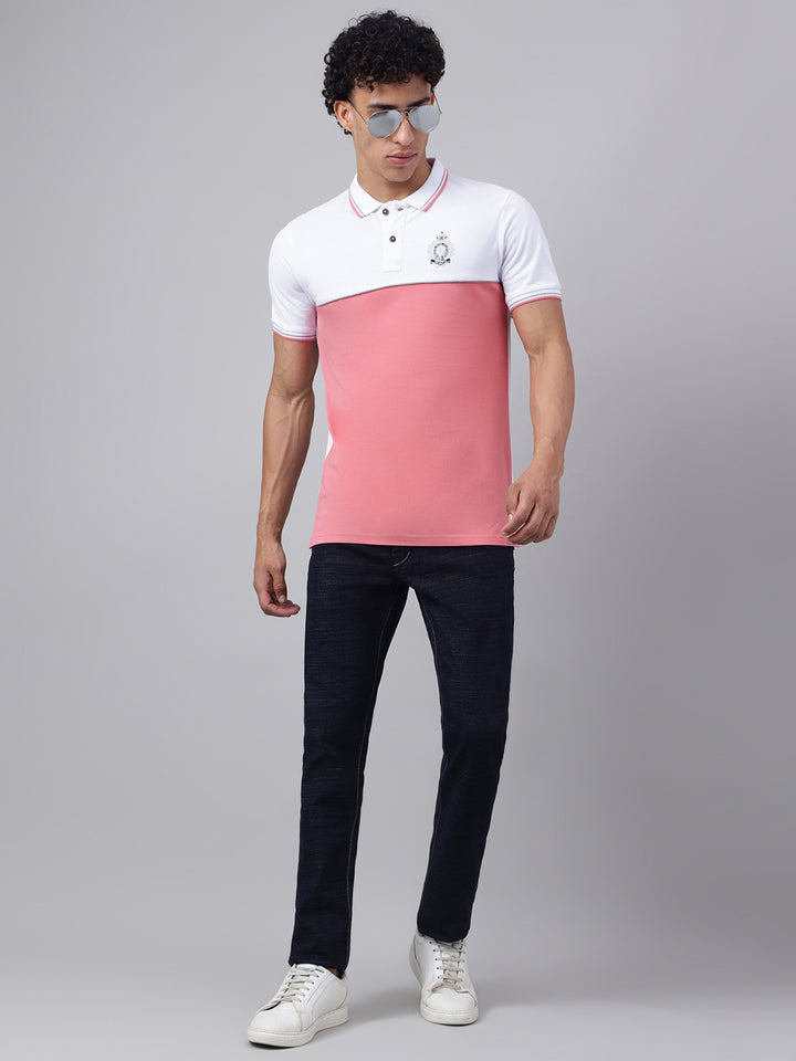 Men Pink Regular Fit Polo Neck t-shirt
