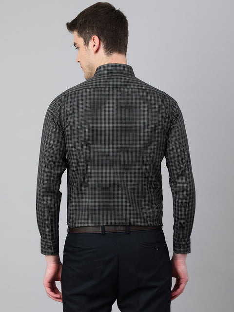 Men Black Regular Fit Checkered Formal Shirt