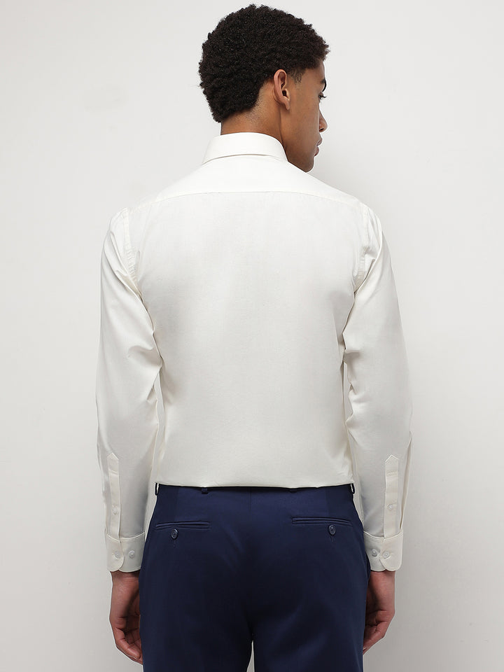 Men Cream Regular Fit Solid Formal Shirt