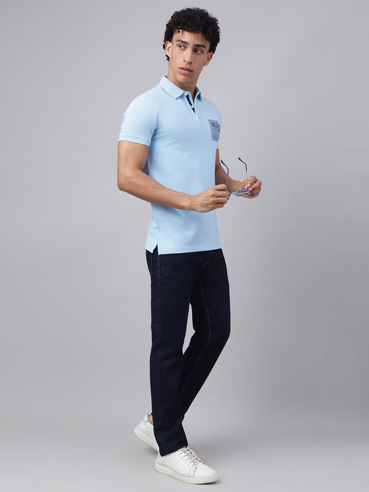Men Sky Regular Fit Polo Neck t-shirt