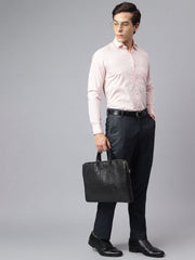 Men Light Peach Regular Fit Checkered Formal Shirt