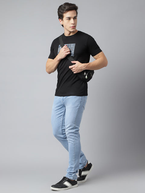 Men Ice Blue Slim Fit Mid Rise Clean Look Strechable Jeans
