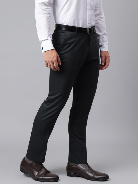 Men Teal Smart Fit Mid Rise Formal Trouser