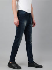 Men Dark Blue Slim Fit Mid Rise Clean Look Strechable Jeans
