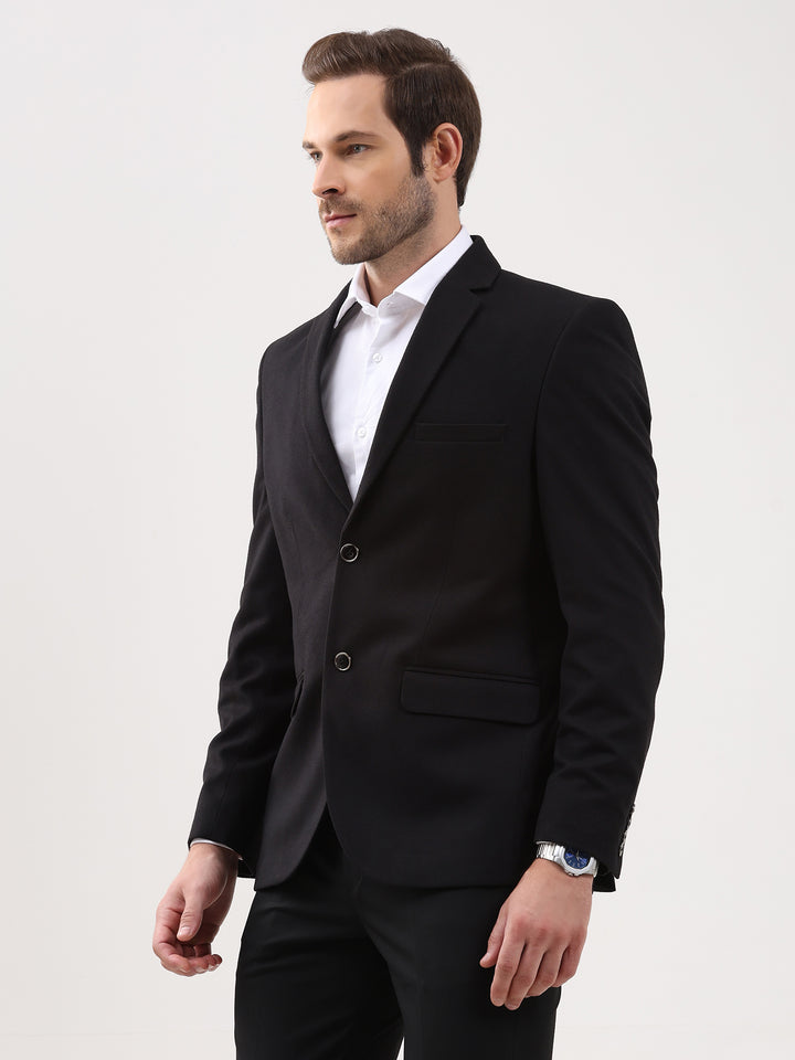 Men's Classic Black Tailored Notch Lapel Blazer