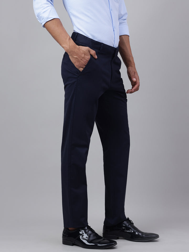 Men Navy Casual Trousers Timeless Elegance All Day Comfort