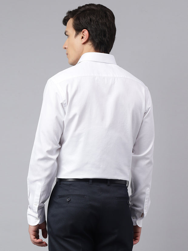 Men White Standard Fit Solid Club Wear Shirt