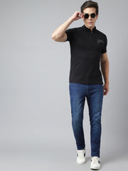 Men Black Regular Fit Printed Hanley Casual T-Shirt