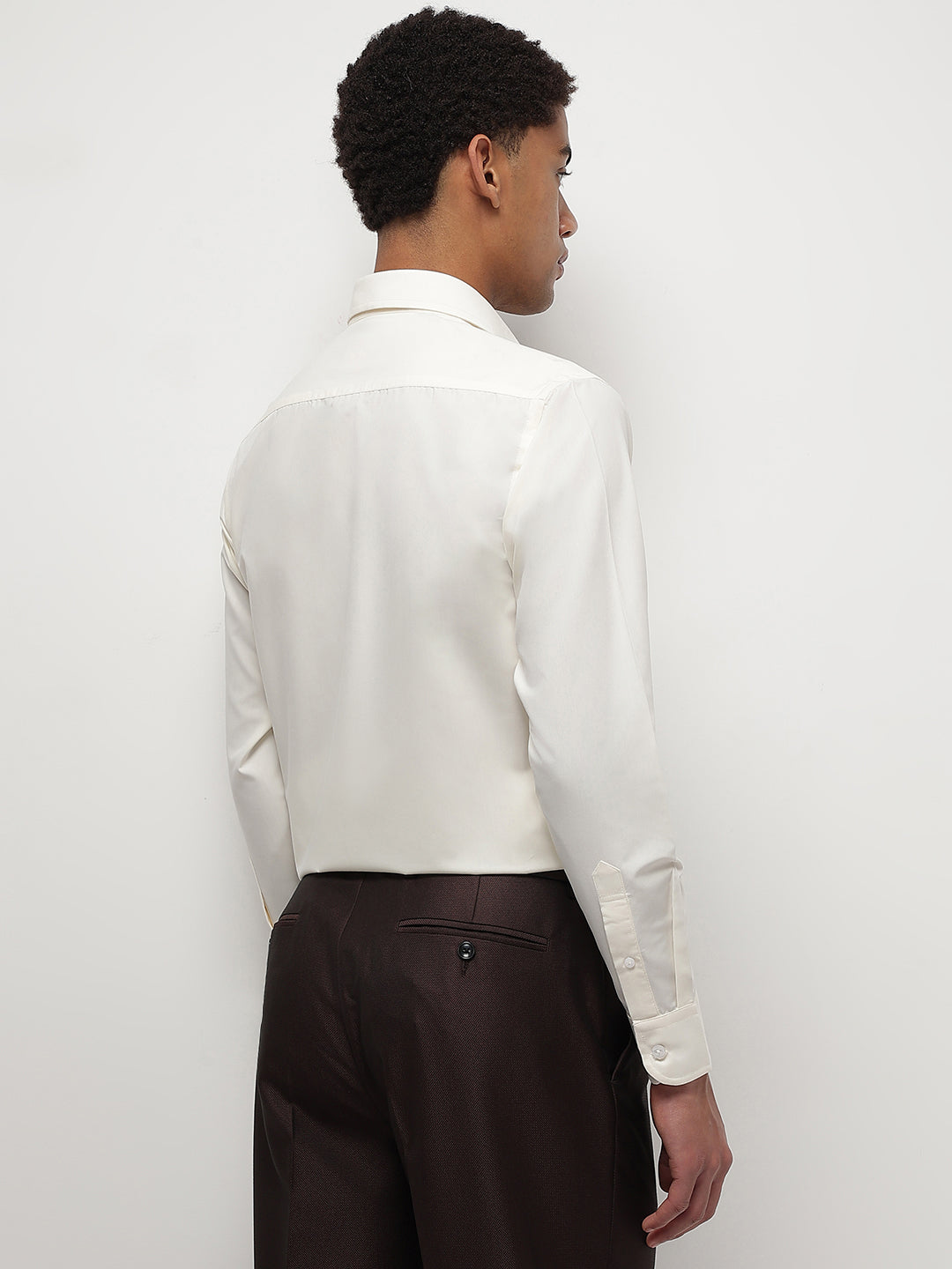 Men Cream Full Sleeve Formal Shirt