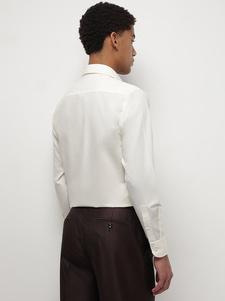 Men Cream Full Sleeve Formal Shirt