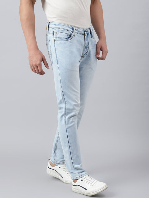 Men Ice Blue Slim Fit Mid Rise Clean Look Strechable Jeans