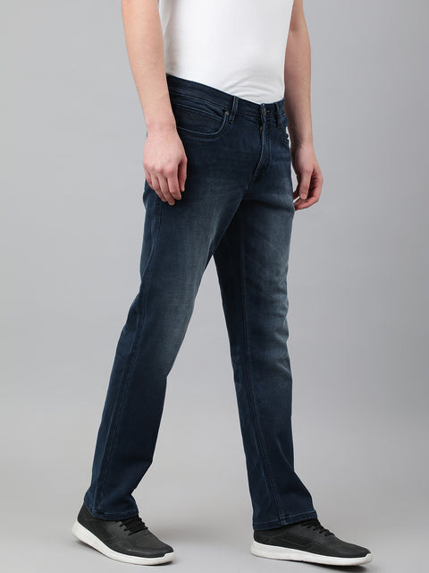 Men Dark Blue Slim Fit Mid Rise Clean Look Strechable Jeans
