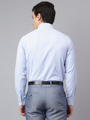 Men White Regular Fit Lining Formal Shirt