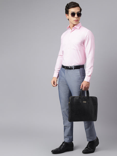 Men Pink Regular Fit Solid Formal Shirt