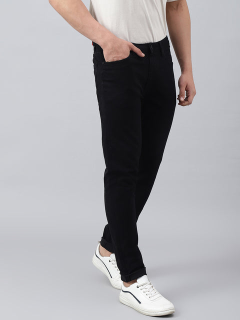 Men Black Slim Fit Mid Rise Clean Look Strechable Jeans