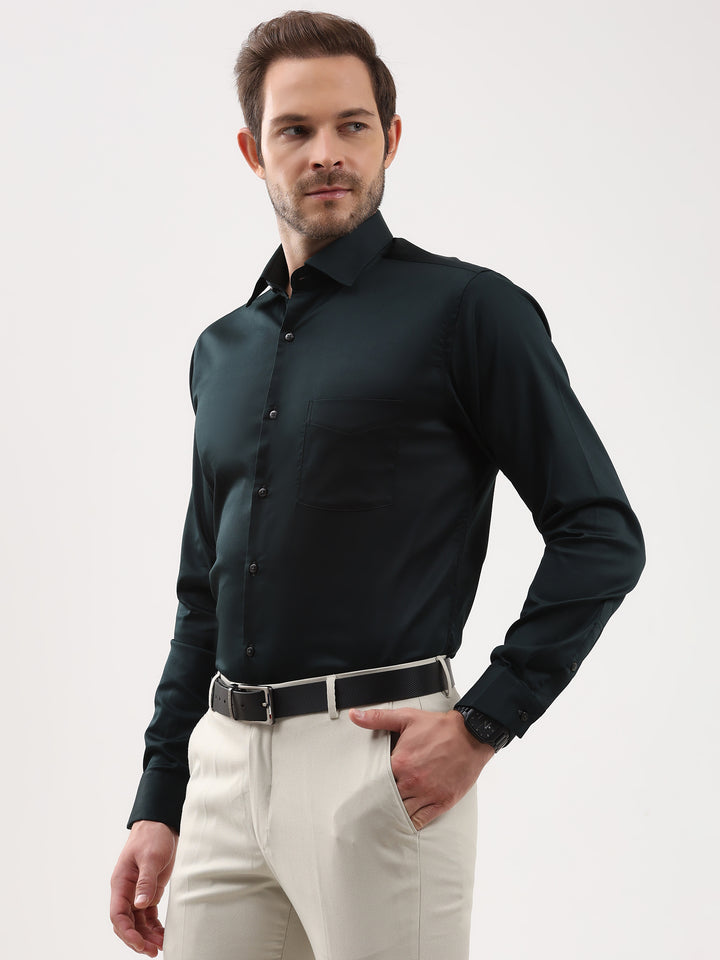 Men Solid Cotton Lycra Formal Shirt