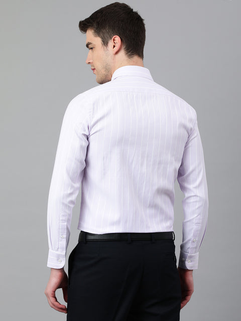 Men Lilac Regular Fit Striped Formal Shirt