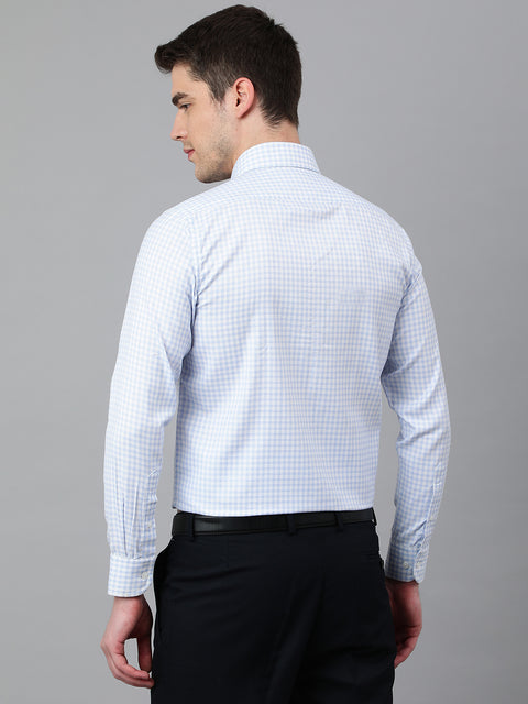 Men Sky Regular Fit Checkered Formal Shirt