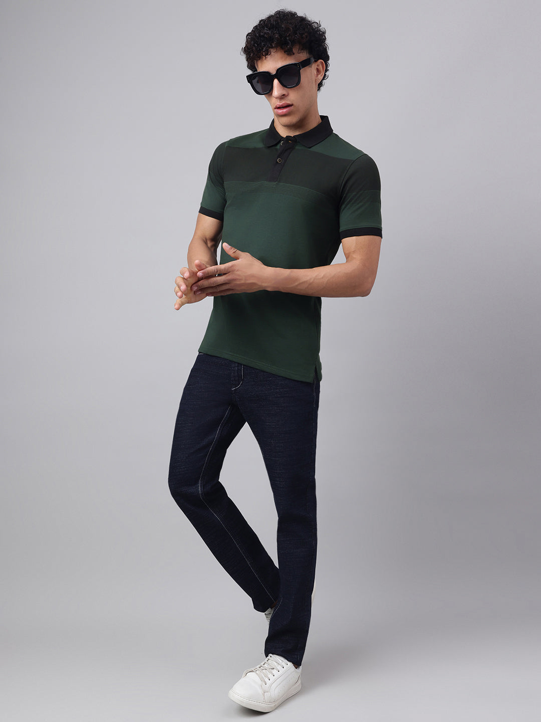 Men Green Regular Fit Polo Neck t-shirt