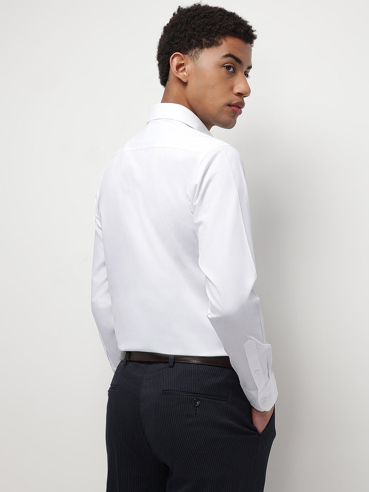 Men White Regular Fit Solid Formal Shirt