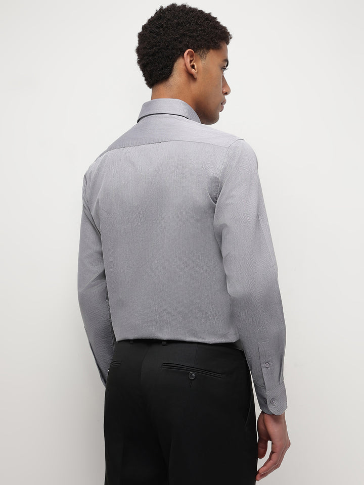 Men Grey Regular Fit Solid Formal Shirt