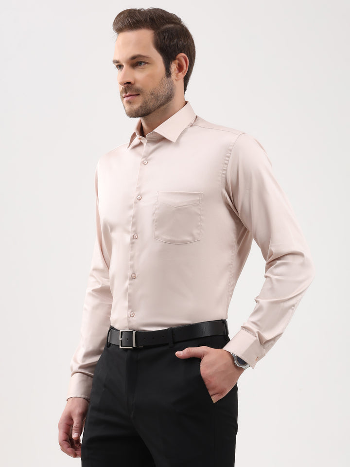 Men Solid Cotton Lycra Formal Shirt