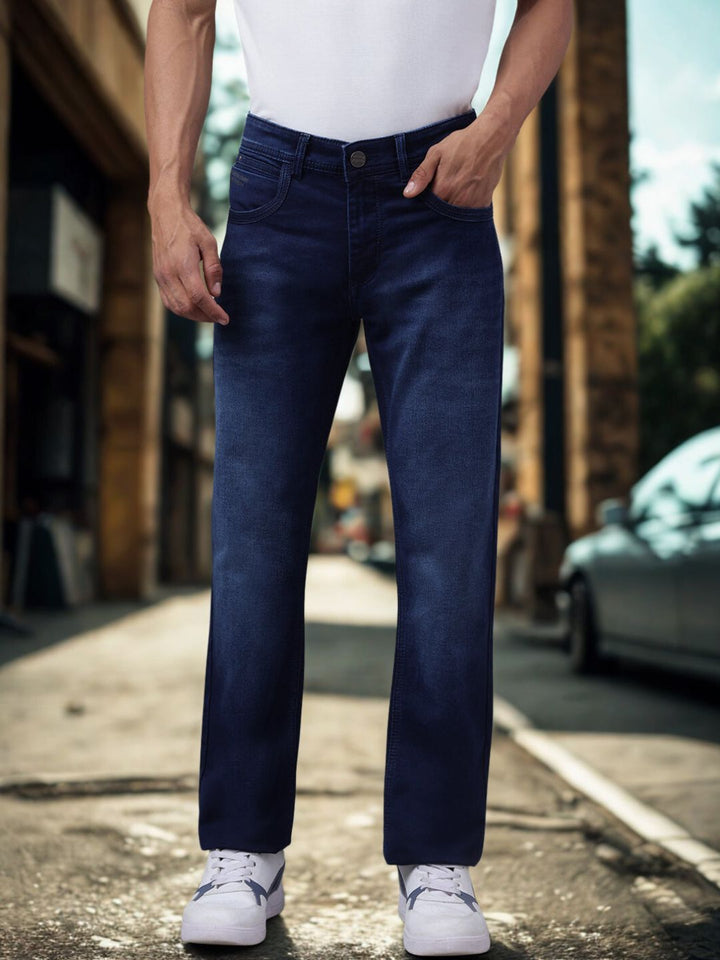 Men Tinted Blue Straight Fit Jeans