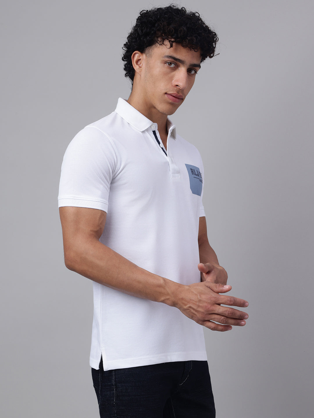 Men White Regular Fit Polo Neck t-shirt