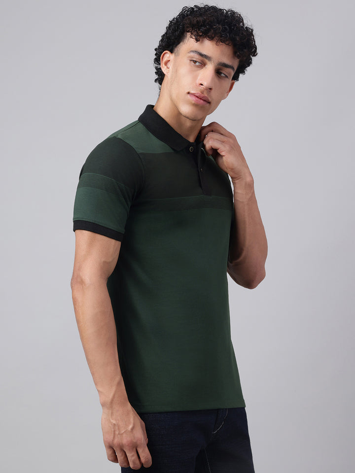 Men Green Regular Fit Polo Neck t-shirt