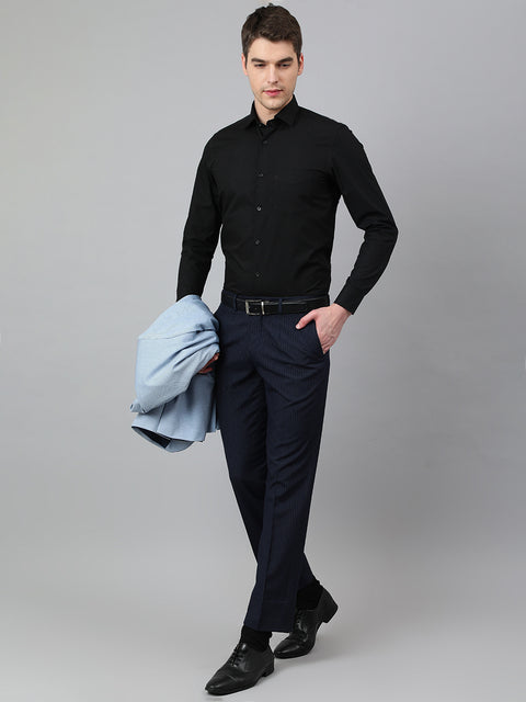 Men Black Regular Fit Solid Formal Shirt
