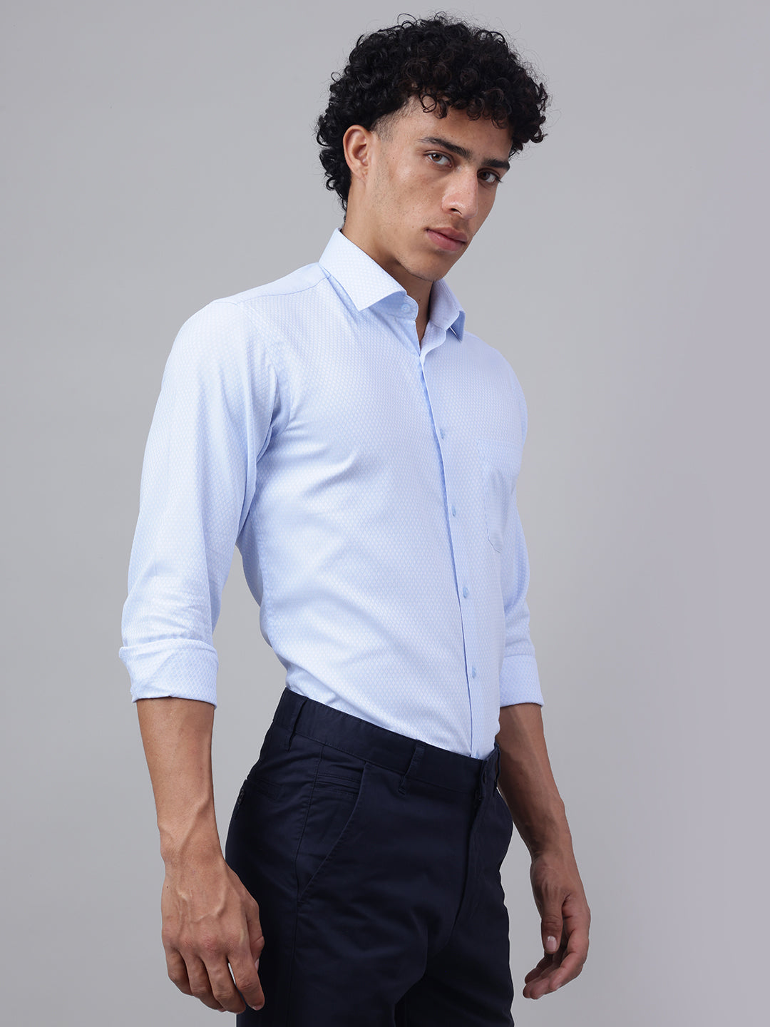 Men Sky Blue Club Wear Shirt Fresh Shine Party Ready