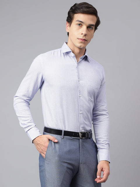 Men Blue Regular Fit Solid Formal Shirt