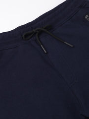 Men Navy Blue Slim Fit Mid Rise Solid Lower