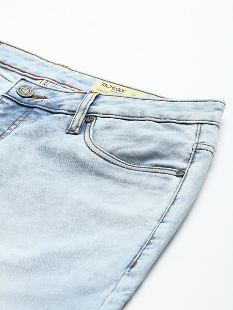 Men Ice Blue Slim Fit Mid Rise Clean Look Strechable Jeans
