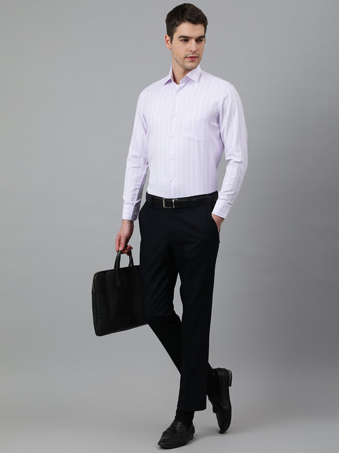 Men Lilac Regular Fit Striped Formal Shirt