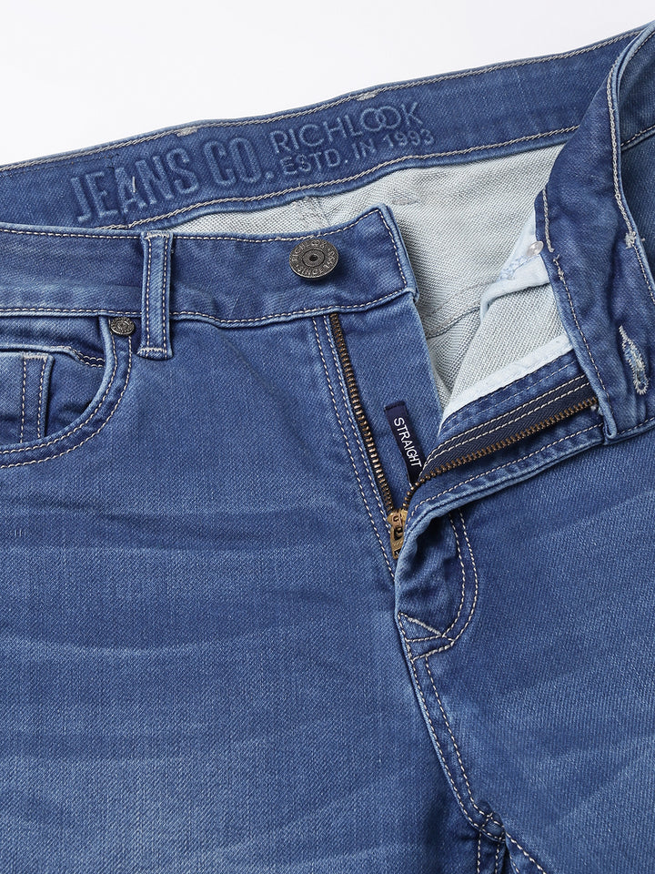 Men Ice Blue Slim Fit Mid Rise Clean Look Stretchable Jeans