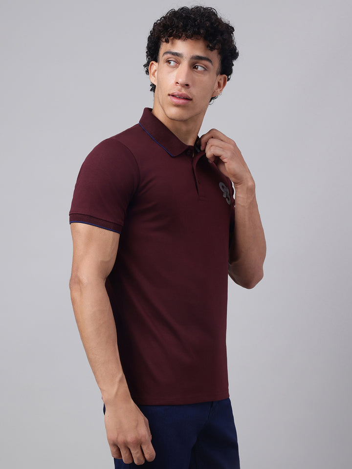 Men Wine Regular Fit Polo Neck t-shirt
